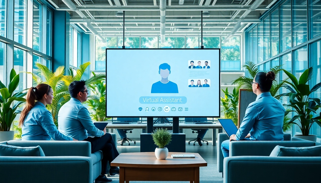 Interact with an innovative enterprise ai assistant in a modern office setting.