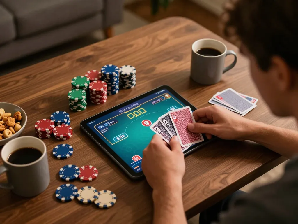 Player engaging in strategic gameplay on CM88 COM platform while enjoying a cozy home setting.