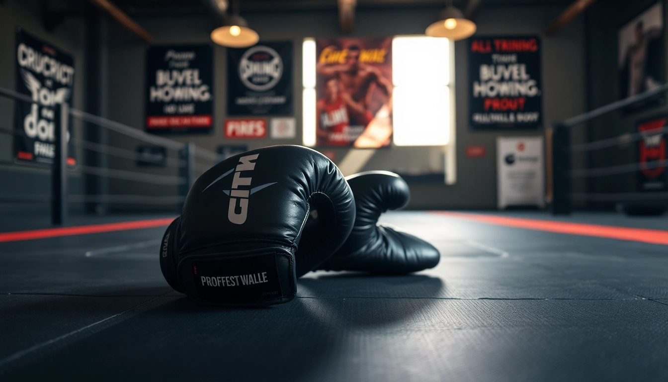 MMA gloves displayed in a professional training environment showcasing their high quality and design.