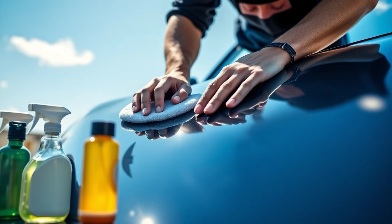 Experience professional car detailing with a technician expertly polishing a luxury vehicle.