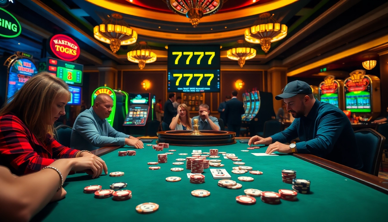 Experience the thrill of seven77 at a vibrant poker game, highlighting luxury and excitement in the casino.
