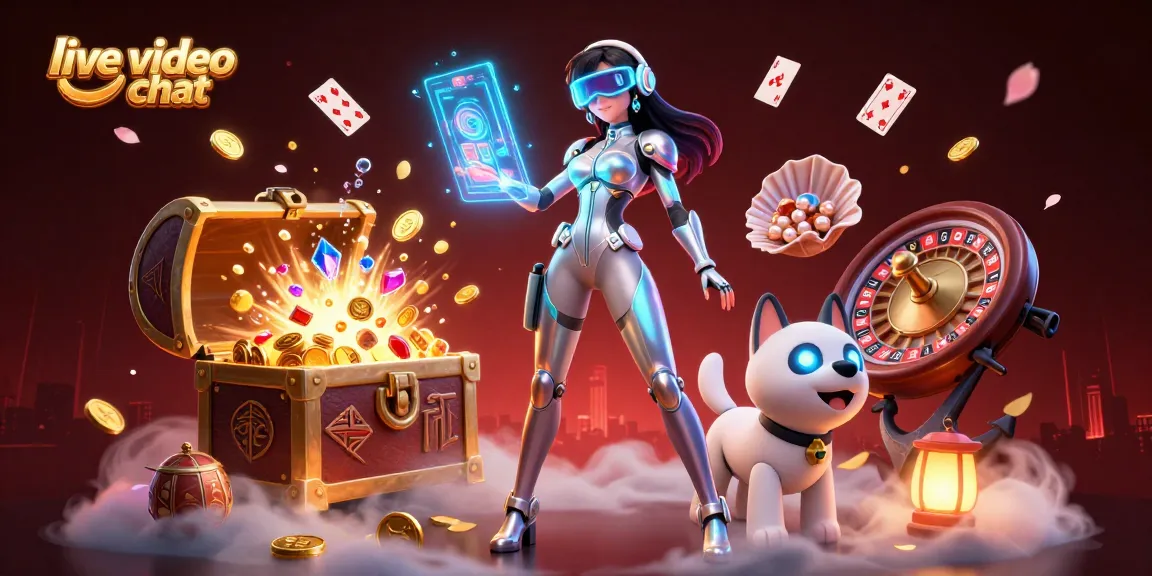 Engage in live video chat with vibrant characters amidst a dynamic casino gaming scene.