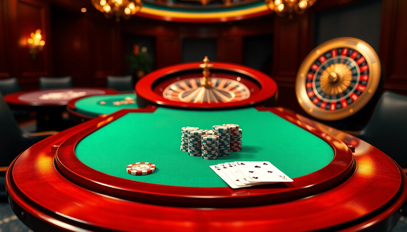 Découvrez l'excitation de jouer au casino en ligne avec des jetons de poker à enjeux élevés et des tables élégantes.