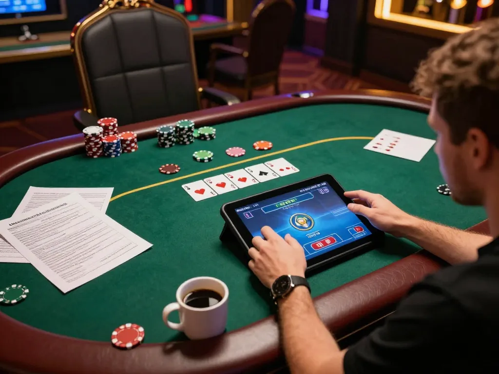 FAFA828 player strategizing during an online game session with notes and tablet