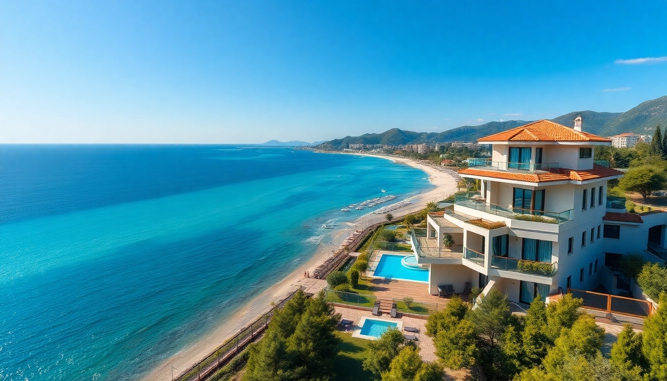 Highlighting prime alanya property sale with stunning beachfront homes and lush surroundings.