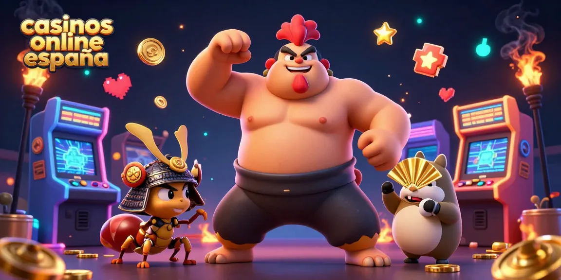 Disfruta de la emoción de los casinos online España con un poderoso gallo luchador y un grillo guerrero.