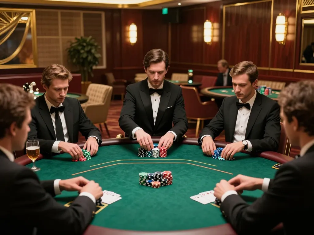 Players engaging in a VIP poker game at a luxurious casino, enhancing chances of winning with vipwin strategy.