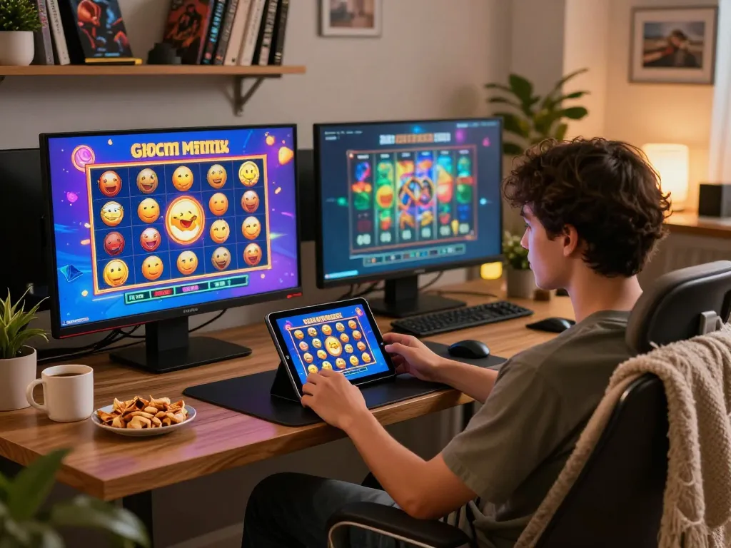Engaging with the slot gacor gampang menang interface at home showcasing online casino setup