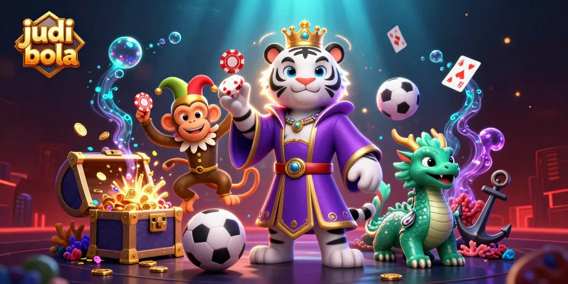 Engage with judi bola excitement alongside a royal tiger and playful monkey in a dynamic casino scene