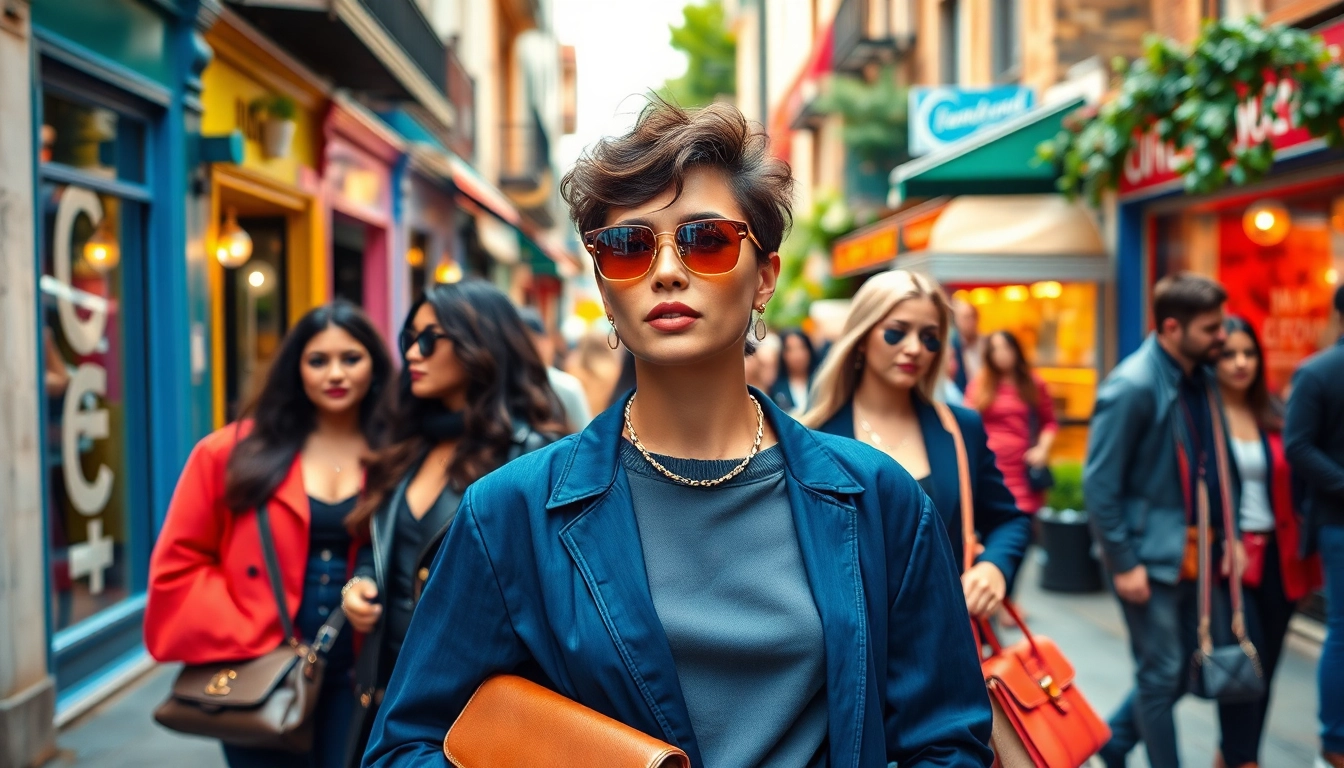 Fashion-forward individuals displaying diverse styles in a vibrant urban environment.