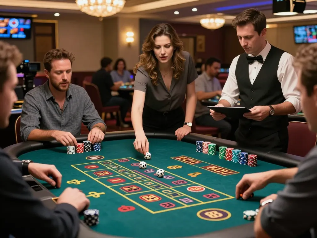 Sicbo B52club players engaging in dice gameplay, showcasing excitement and strategy at a casino table.