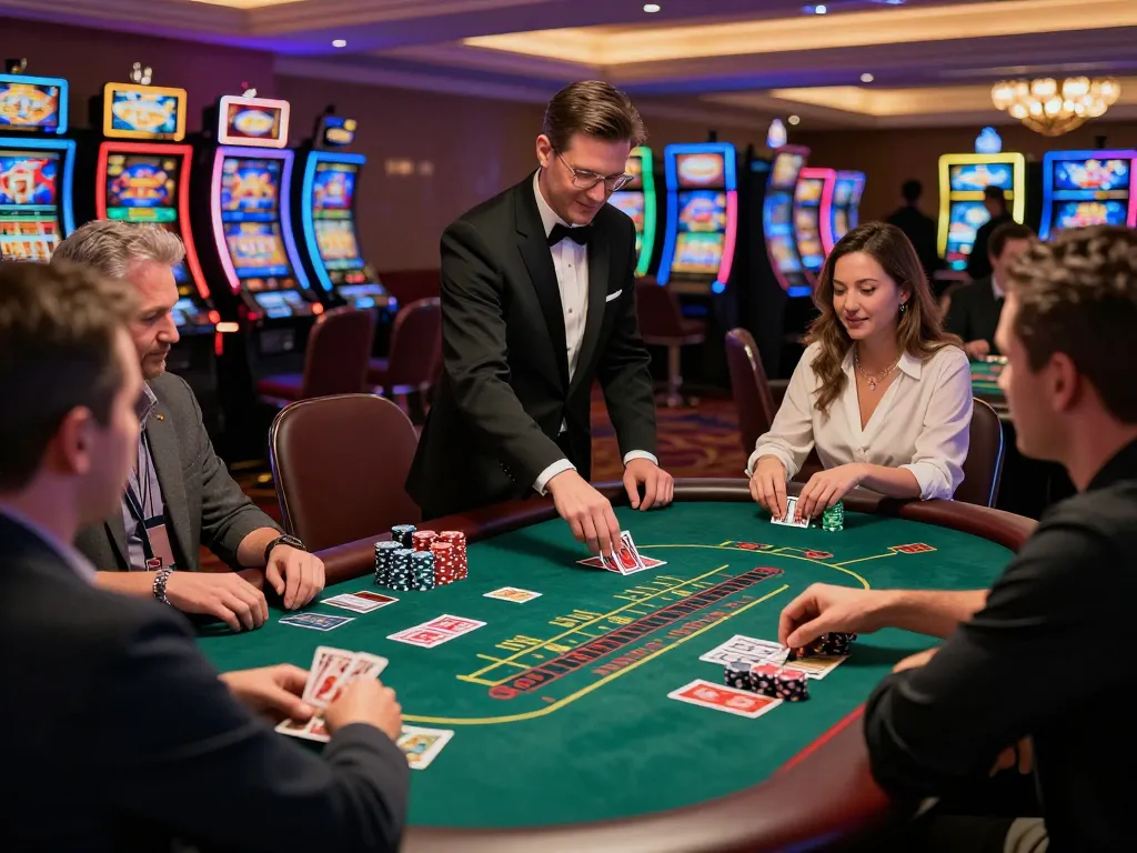Players enjoying a thrilling blackjack game at FLY88 casino, showcasing an immersive gaming experience