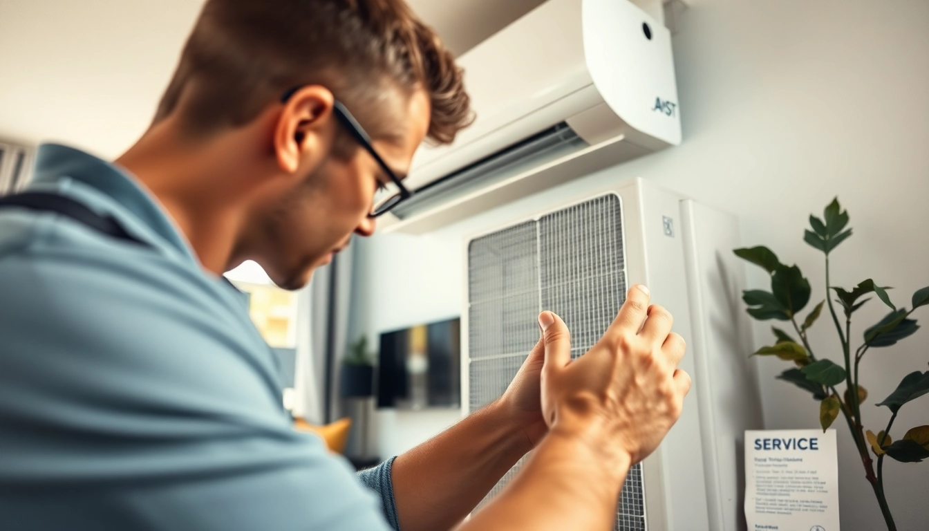 Technician installing an american standard hvac system in a modern home setting.