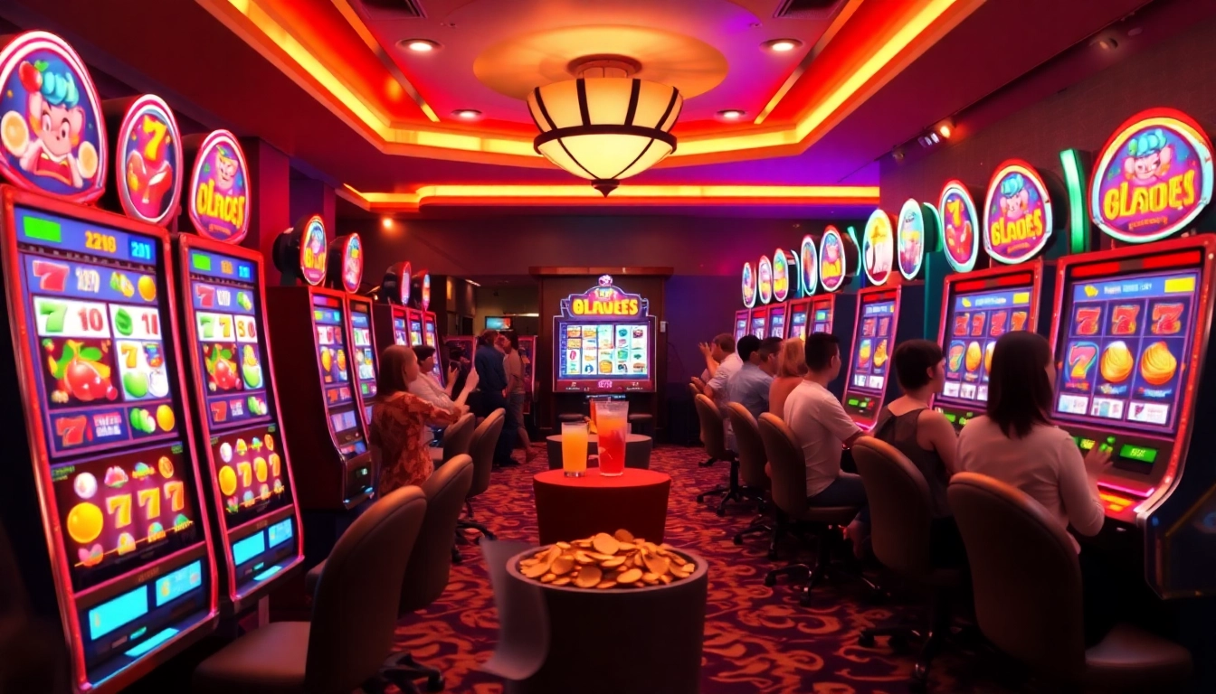 Mainkan ondel4d slot dengan mesin slot penuh warna dan suasana ceria di permainan kasino.