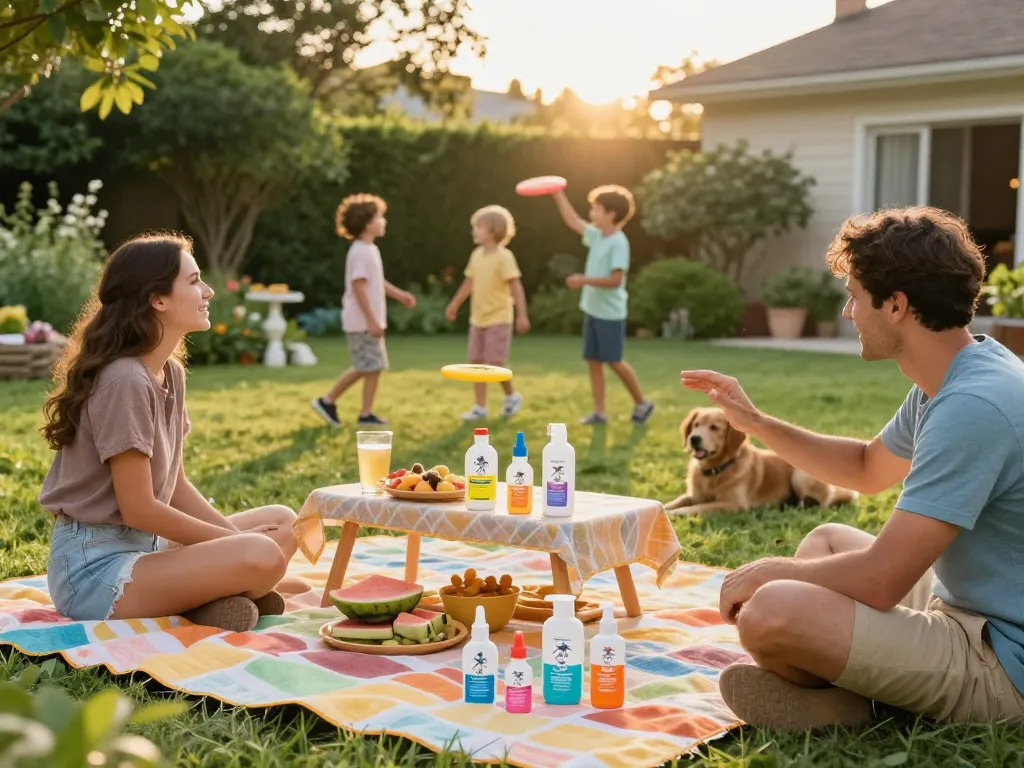 Enjoying summer picnic while using the best mosquito repellent for effective outdoor protection.