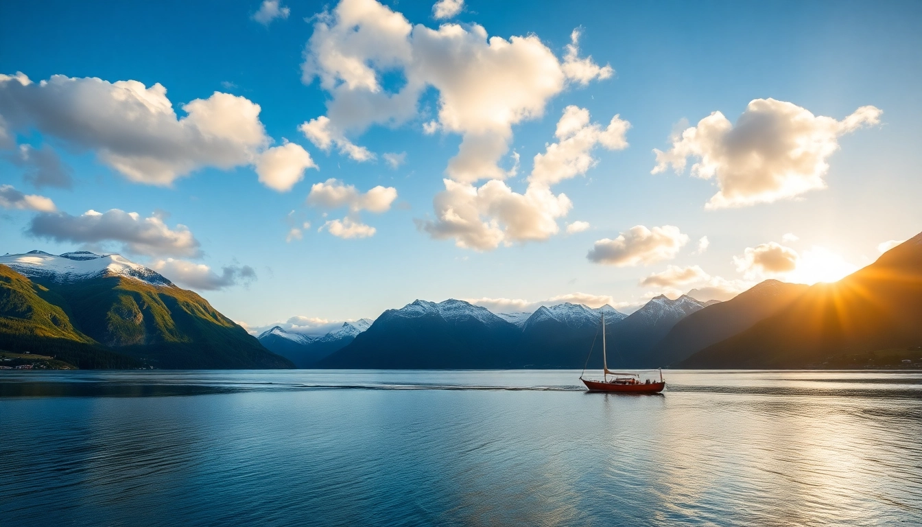 Experience the tranquility of Scandia's fjord surrounded by scenic mountains and lush greenery.