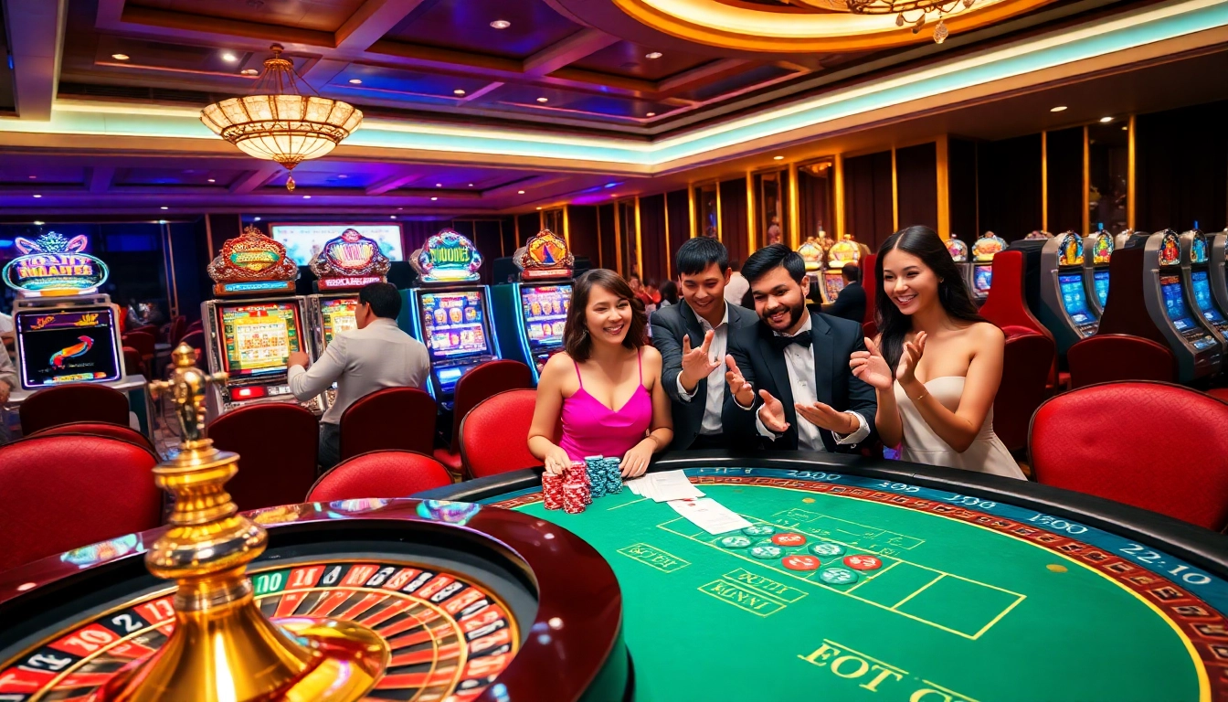 Exciting gambling scene featuring diverse players and casino elements at https://mm88.co.in/