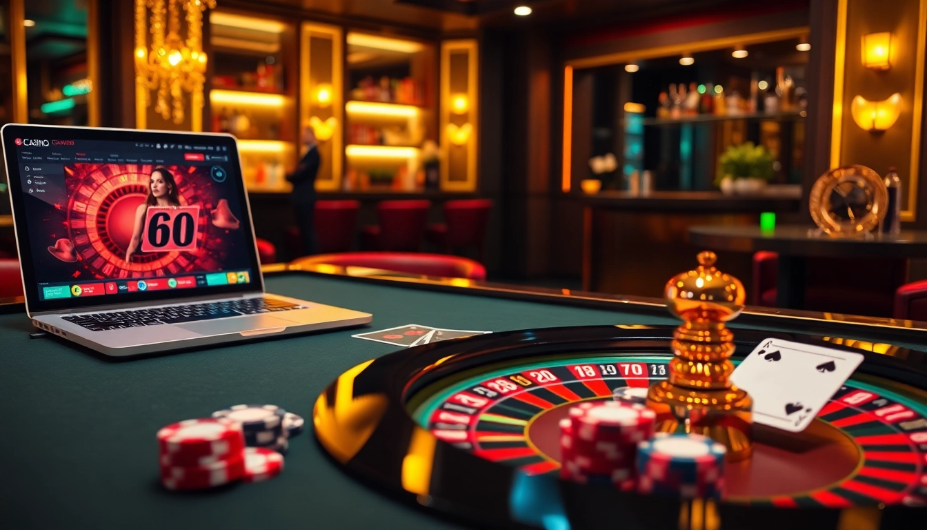 Excitation du jeu dans un casino en ligne avec une table de roulette et une interface de portable.