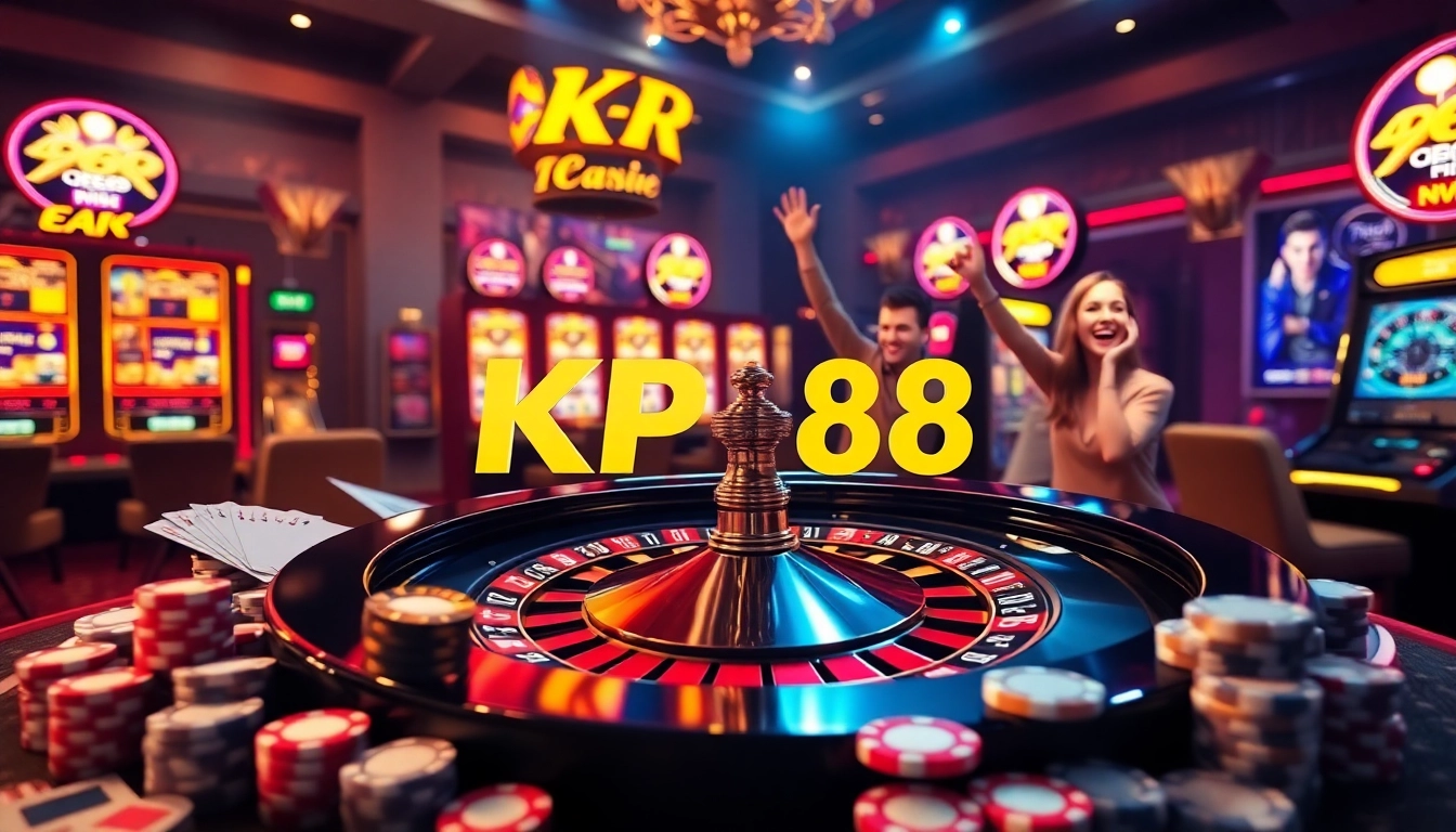 Experience KP 88's thrilling online casino gameplay with vibrant roulette and poker elements.