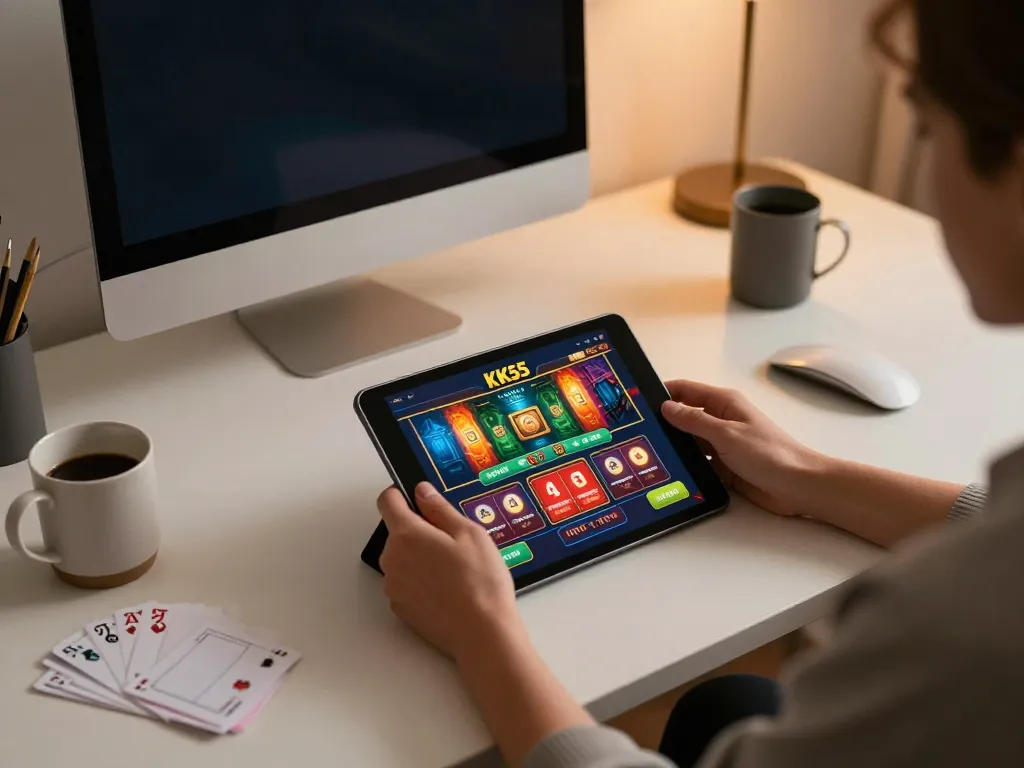 Engaging gameplay on KK55 casino app, showcasing a vibrant online gaming setup