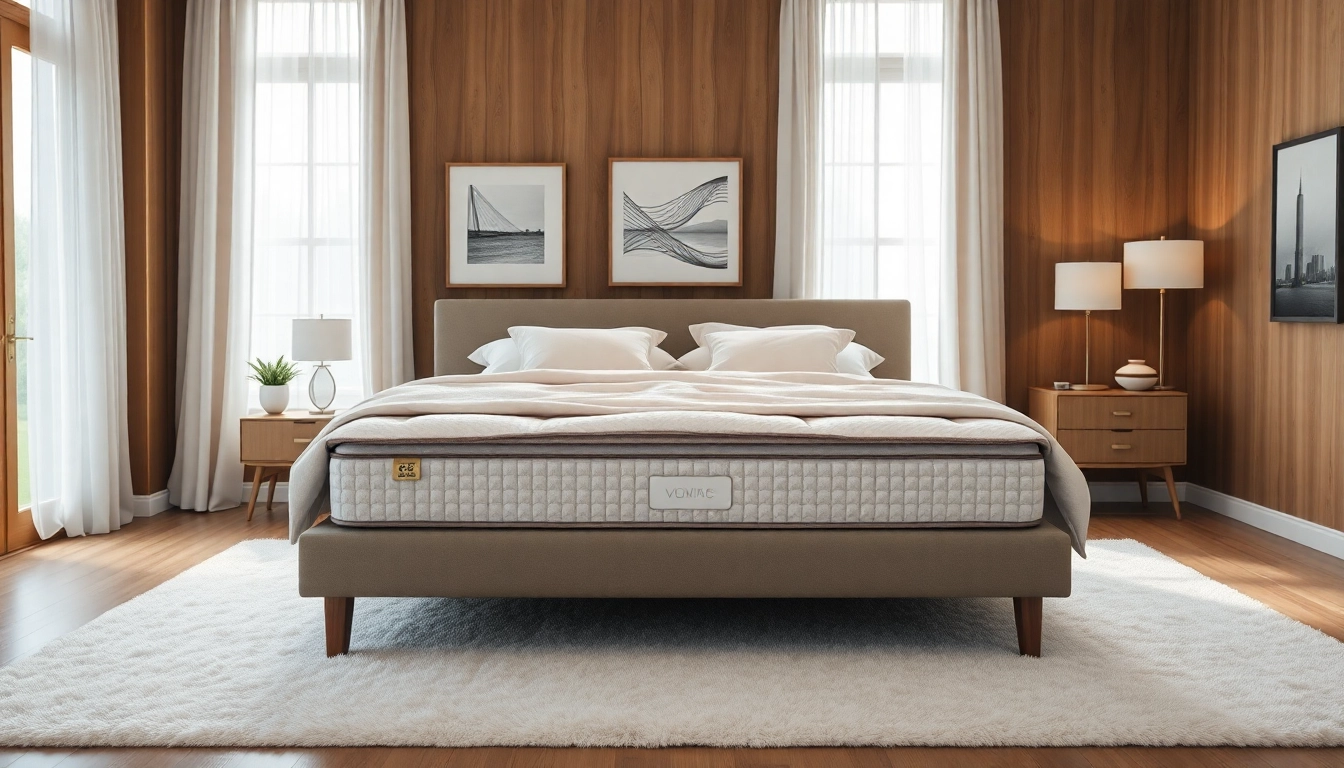 Luxurious stearns and foster box spring king in an elegantly styled bedroom setting.