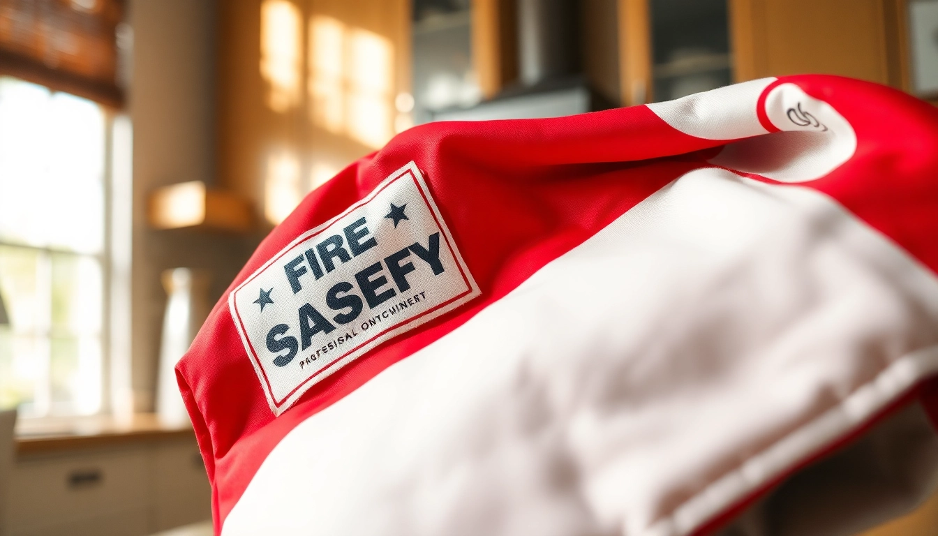 Showcasing a fire blanket emphasizing safety and preparedness in a home setting