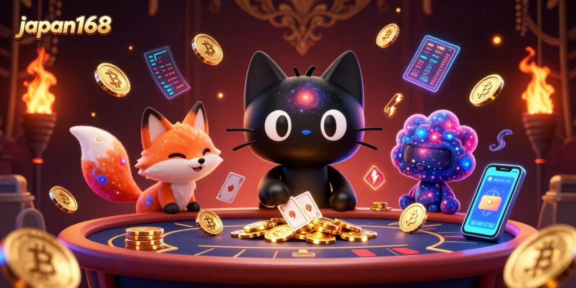 Experience the excitement of japan168 with a cosmic black hole cat and stunning visual elements in a vibrant casino.