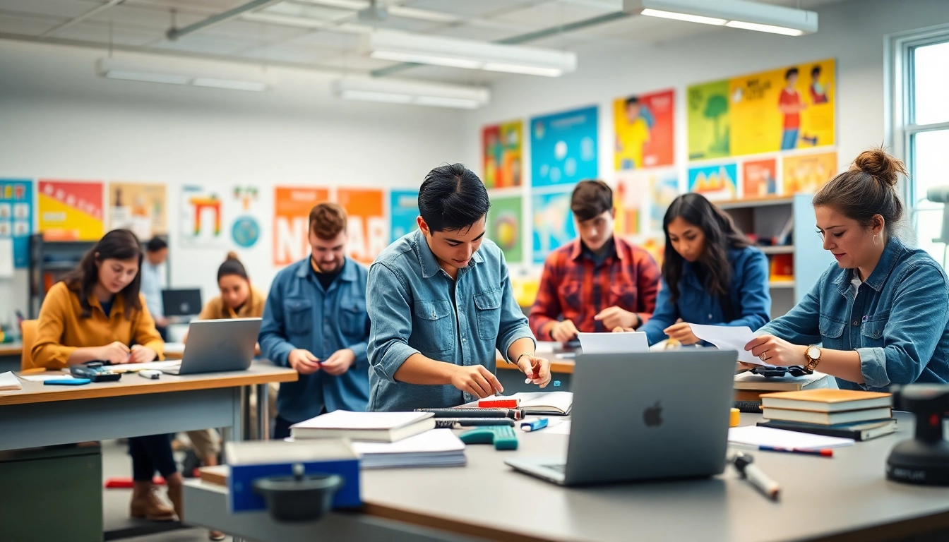 Students collaborate on projects at a trade school in Tennessee, showcasing hands-on training and a vibrant learning environment.