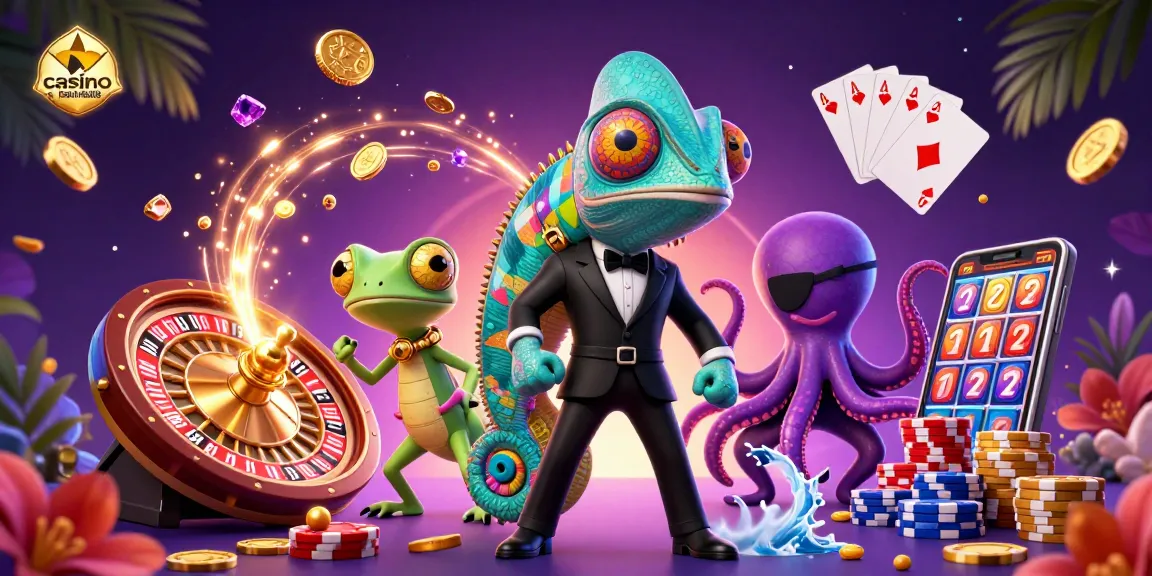 Célébrez l'excitation du casino en ligne fiable avec des personnages colorés et des éléments de jeu dynamique.