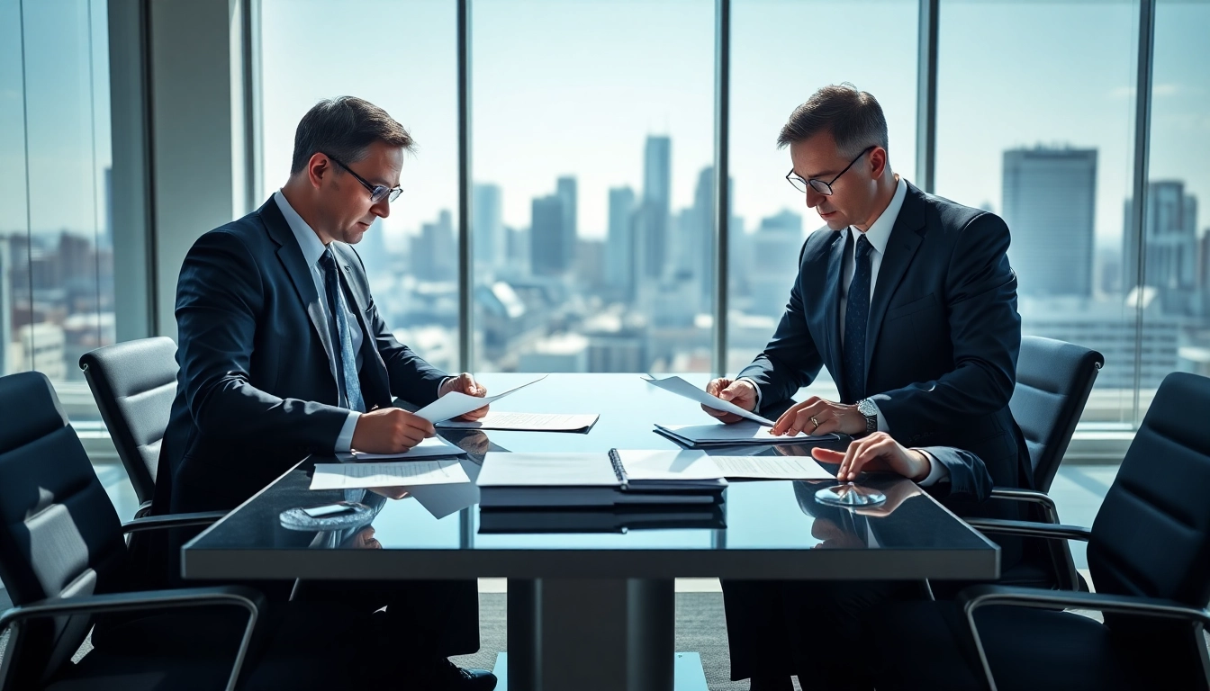 Collaboration among USA lawyers in a bright, modern office setting with legal documents.