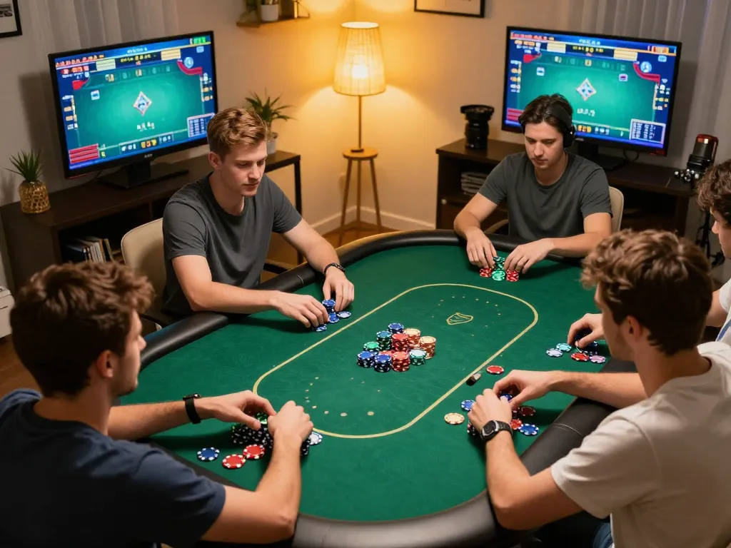 SC88 online poker game setup with players making strategic decisions at home.
