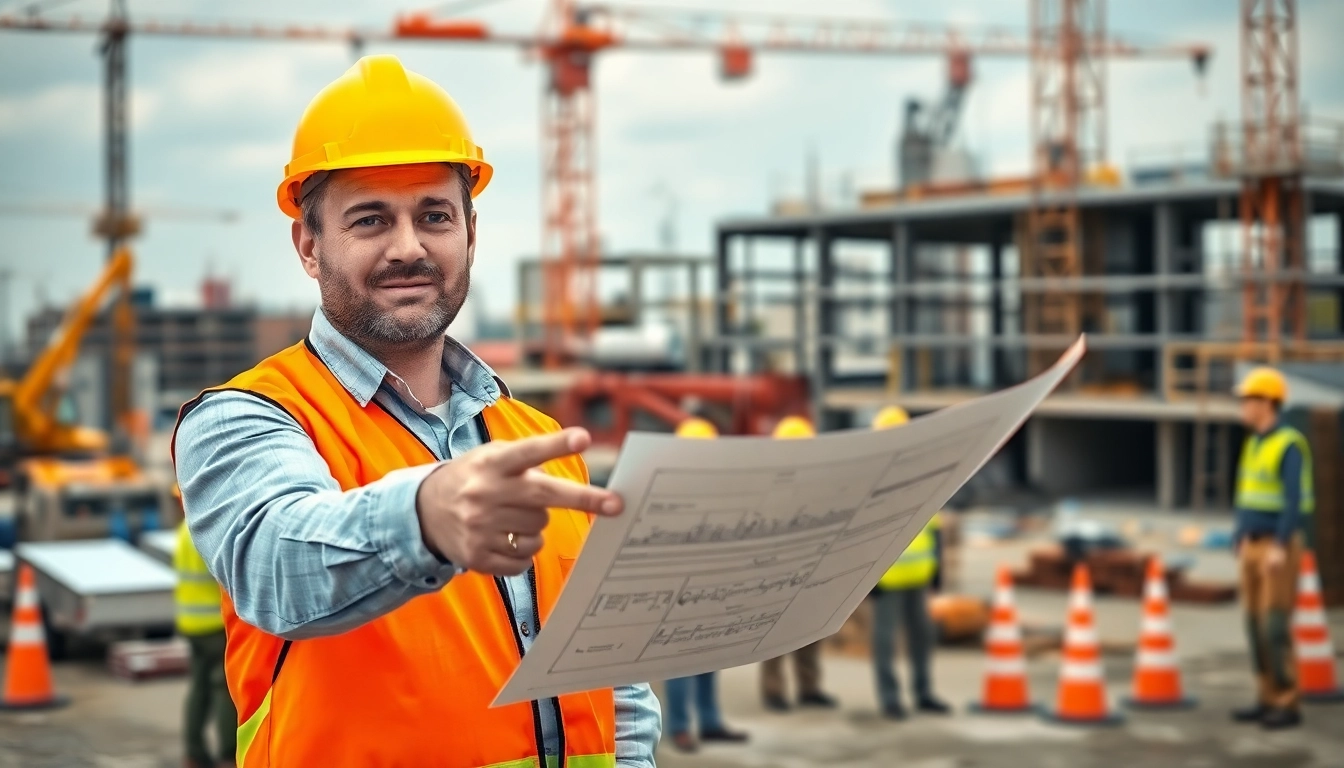 New Jersey Construction Manager supervising a construction site with workers and equipment.