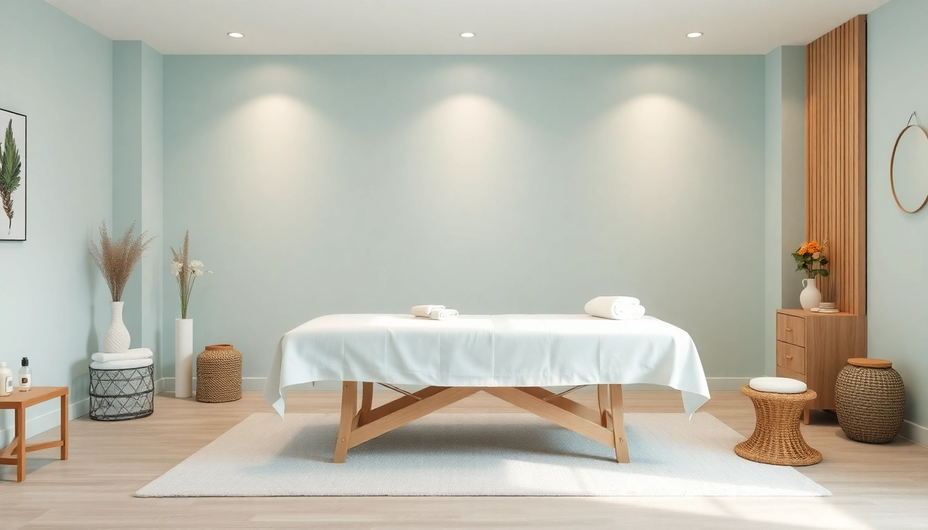 Experience tranquility with a griesbach massage in a serene therapy room.