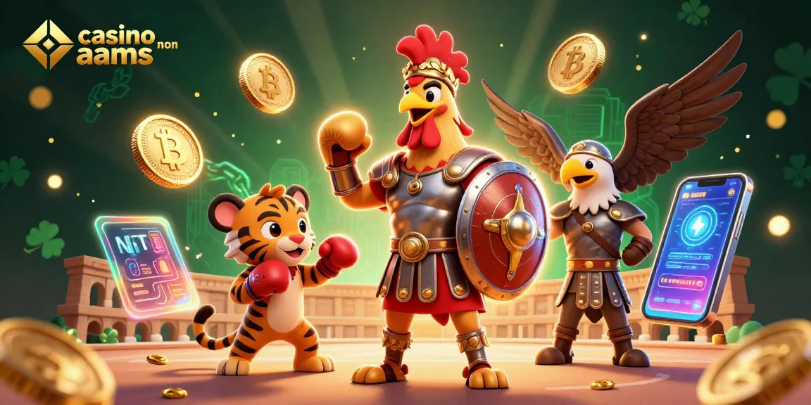 Gioca al casino non aams con un gallo gladiatore e monete crypto nel colosseo.