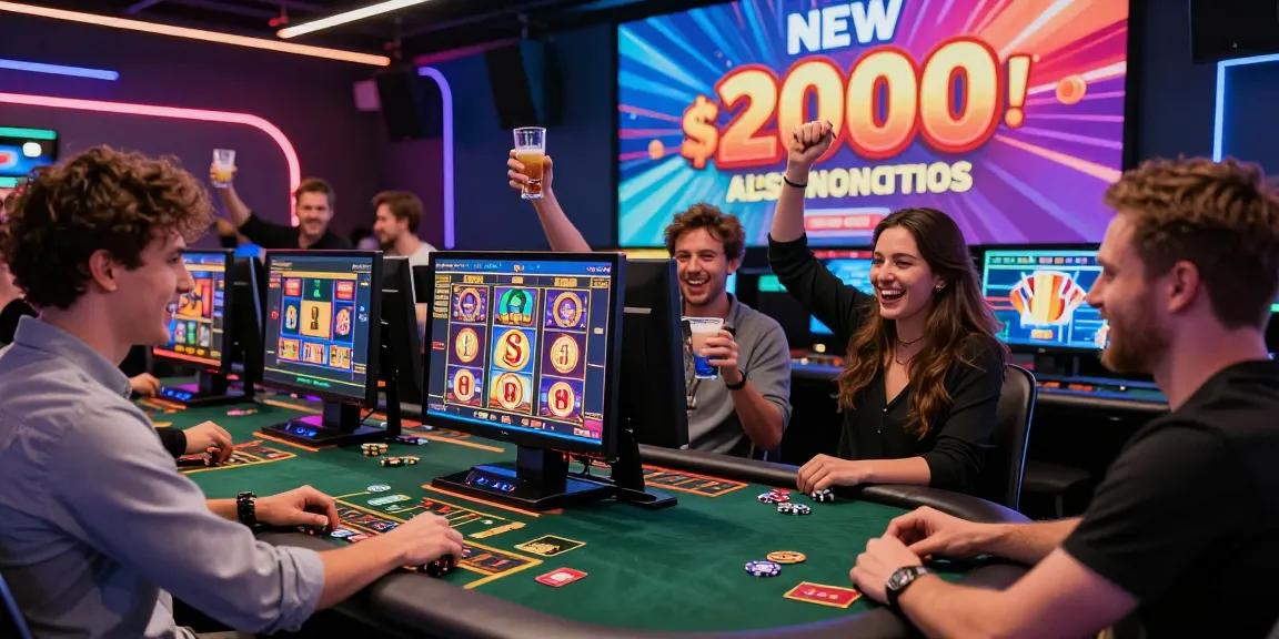 Excited players at casinos that accept credit cards enjoying gaming, bonuses, and vibrant atmosphere.
