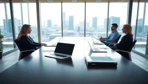 Engaging professional space showcasing industrial leasing consultations with modern aesthetics.