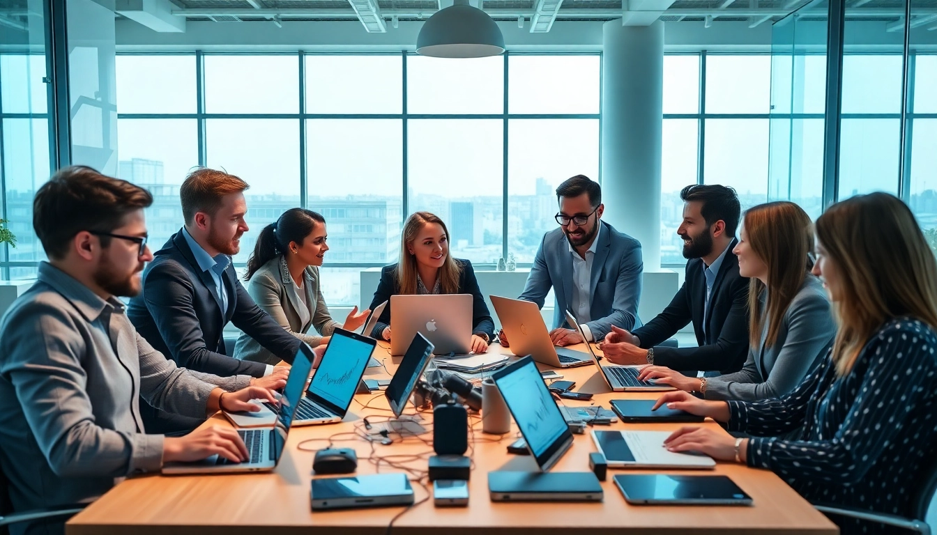 Enhance IT Fredericksburg businesses with a professional team collaborating in a modern office.