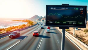 Stay informed with Los Cabos traffic updates, showcasing a busy roadway with real-time data.