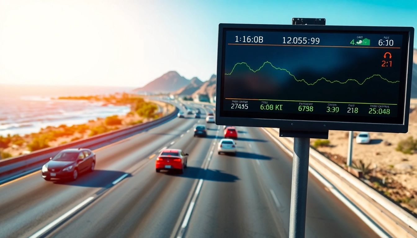 Stay informed with Los Cabos traffic updates, showcasing a busy roadway with real-time data.