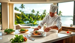 Experience the expertise of a Private chef Sint Maarten creating gourmet dishes in a luxurious setting.