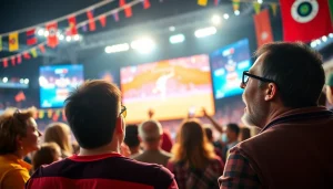 Engaged fans enjoying the Koora live football match experience amidst vibrant team colors.