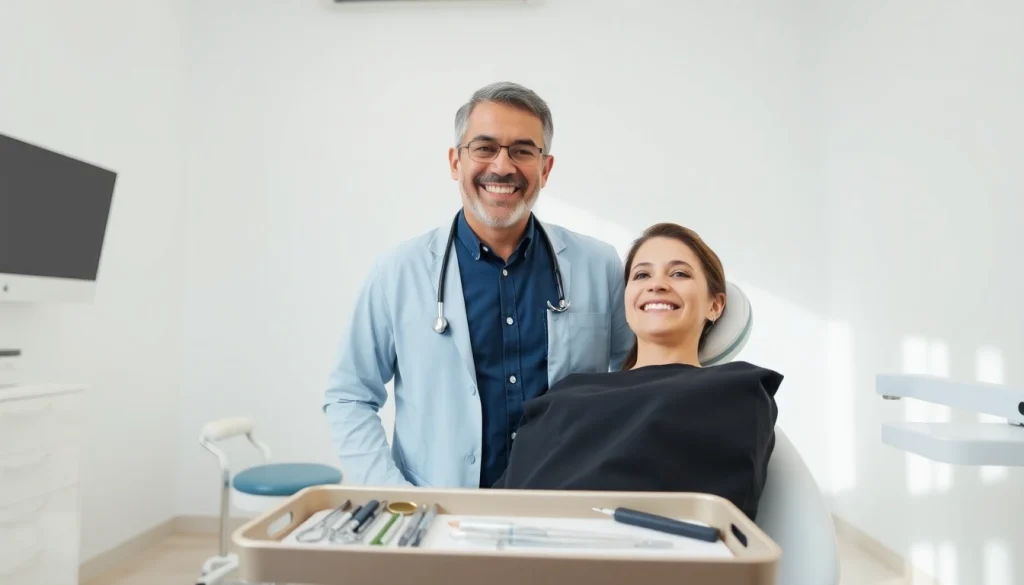 Dr. Shahram Valiani DDS consulting with a patient in a modern dental office.