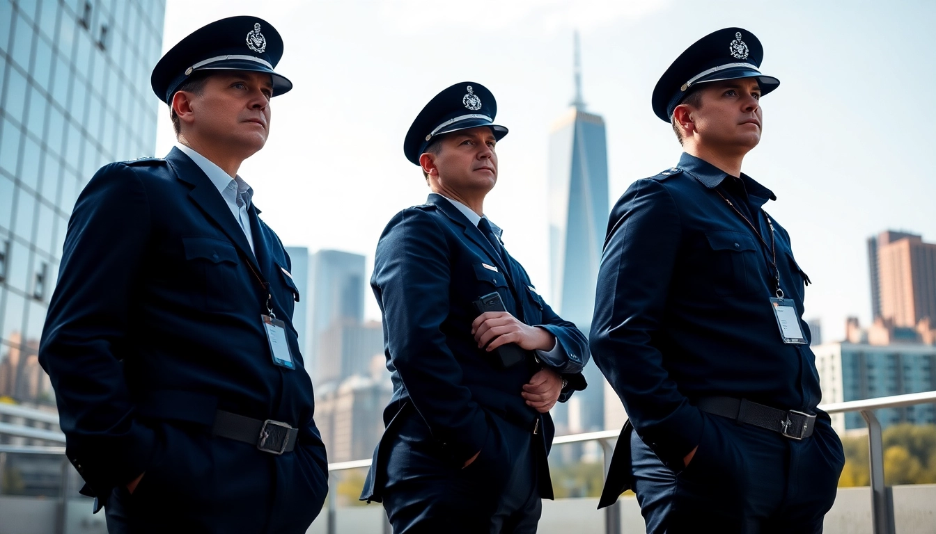 Security Guards maintaining a vigilant presence in a bustling urban environment.