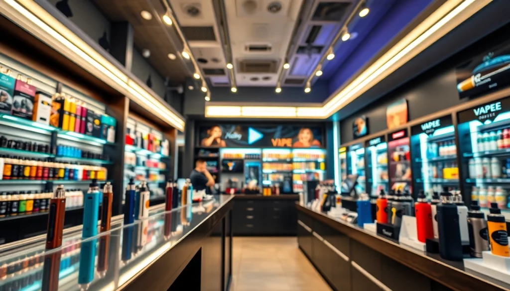 Vape shop showcases a vibrant selection of vape devices and e-liquids for a welcoming shopping experience.