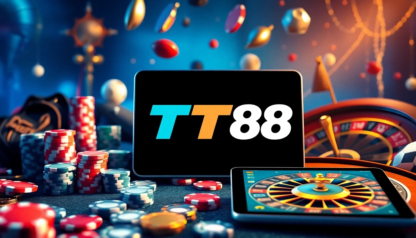 TT88 gaming experience with vibrant casino elements, emphasizing trust and excitement