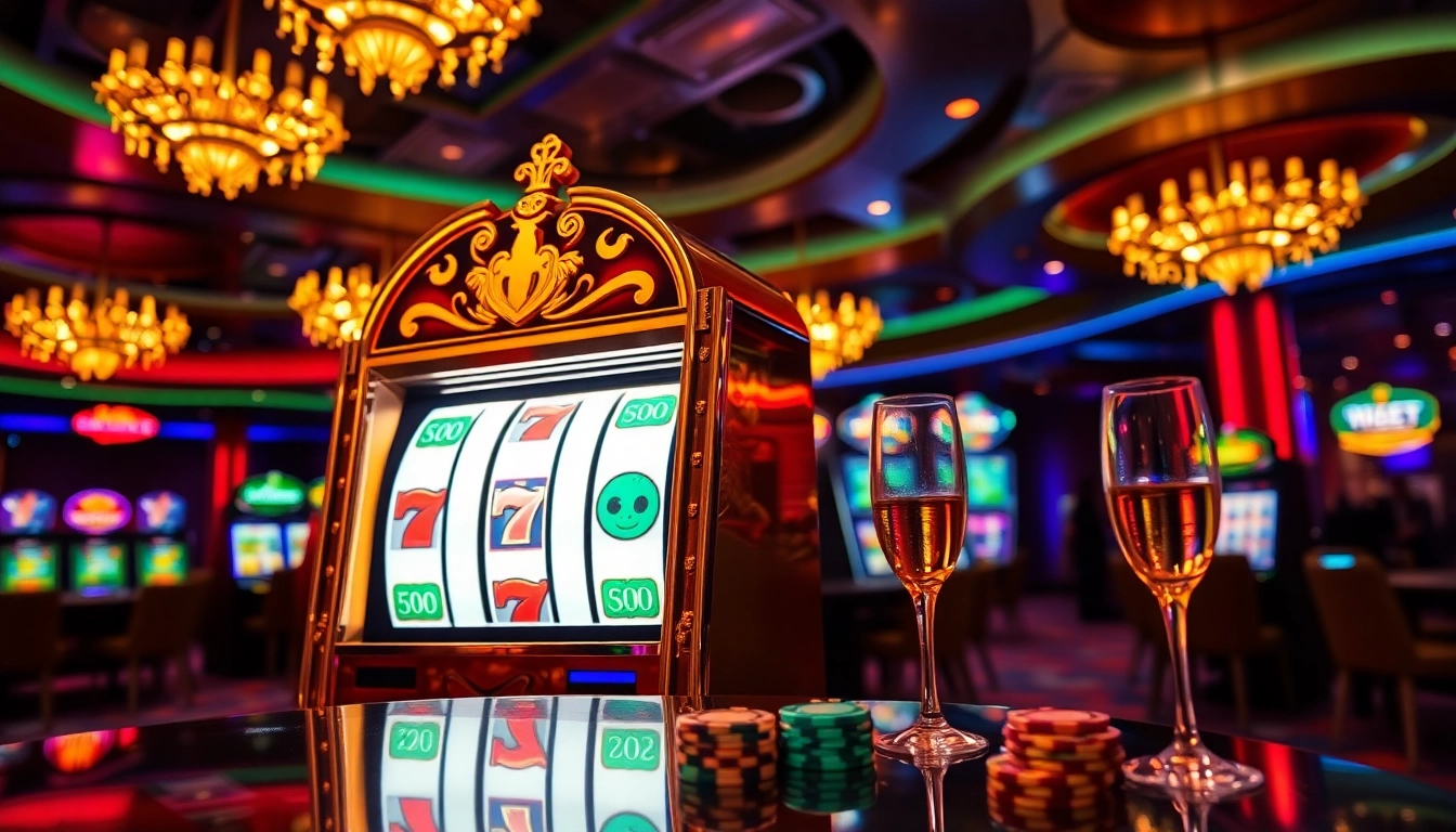 Mainkan slot machine luxury333 yang elegan dan mewah di kasino dengan cahaya berkilauan.