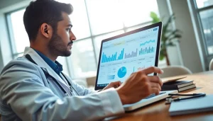Analyze medical data with a healthcare professional at https://www.medexdtc.com in a modern office setting.