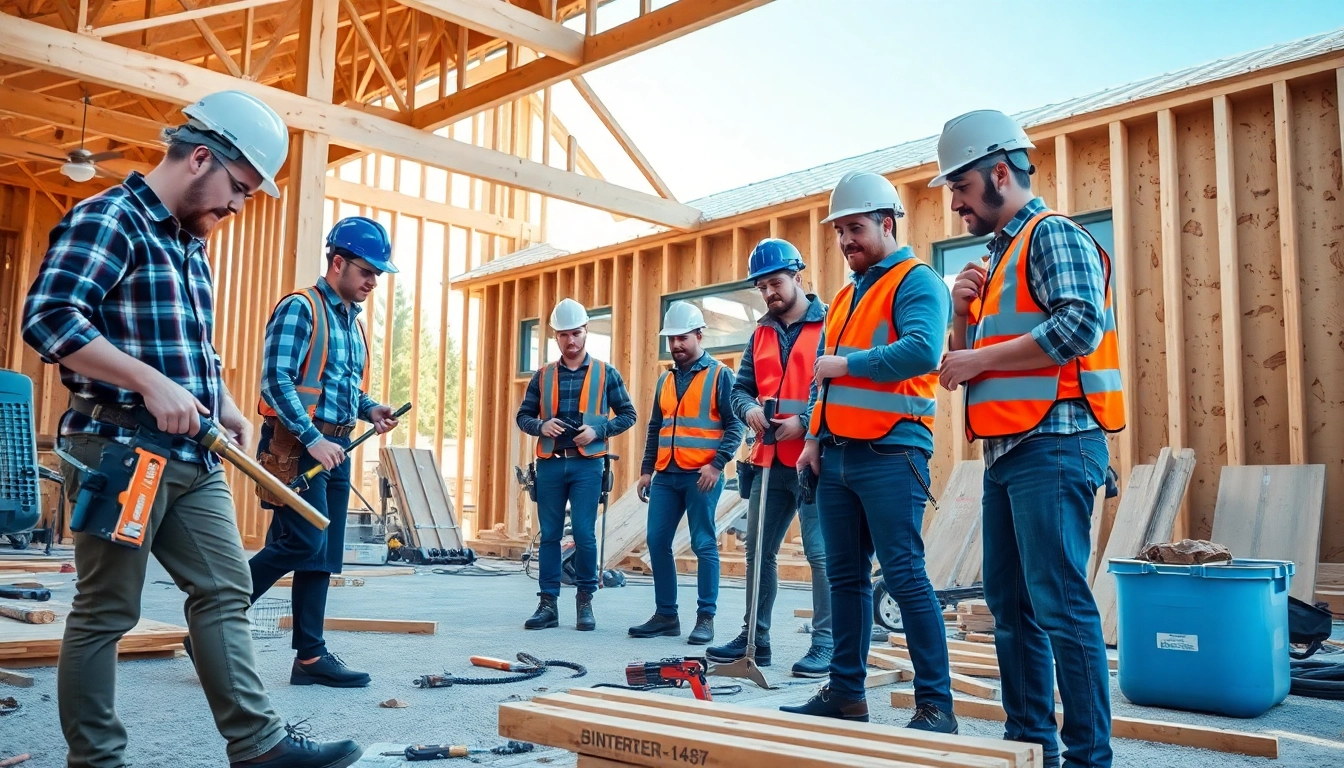 Find good builders near me engaged in construction at a professional site.