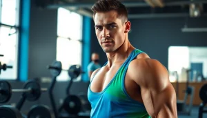 Buy HGH online from a motivated athlete in a vibrant gym environment.