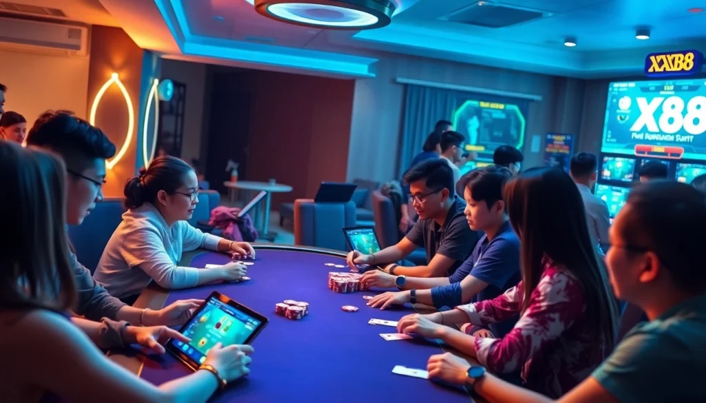 Dynamic XX88 online gaming experience featuring diverse players and modern interfaces.